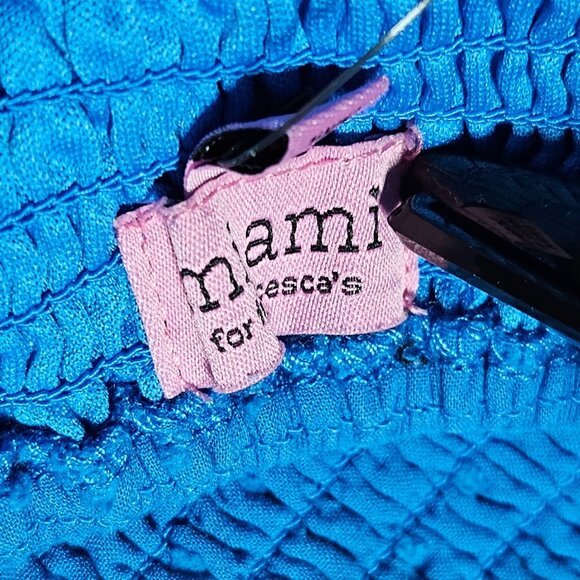 Miami for Francescas Blue Crop Top Womens Size XS Ruffle Sleeve Smocked - Picture 4 of 4